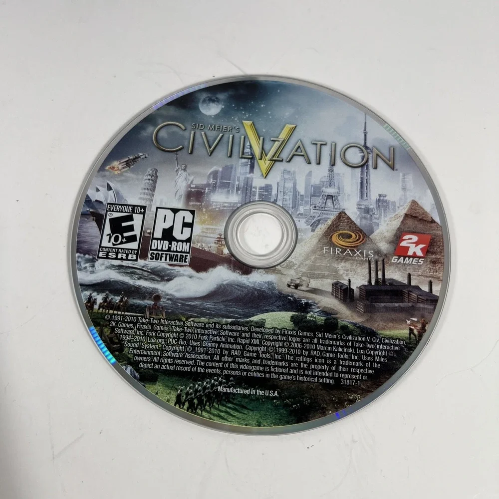 Sid‎ Meier's Civilization V (PC DVD Windows) Disc Chart No Manual PreOwned